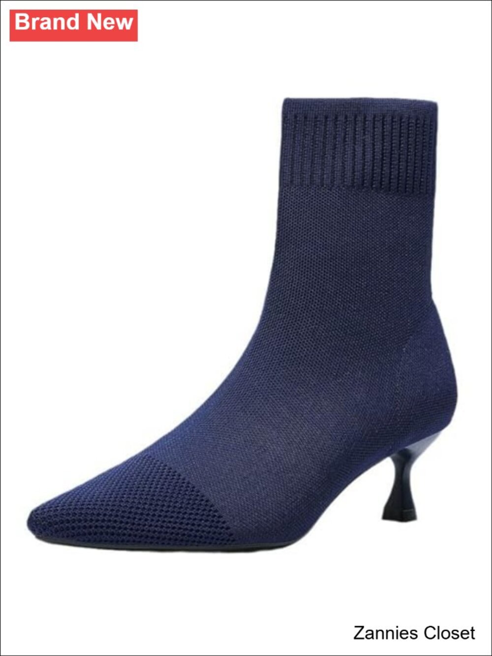 ✨ Knit Stiletto Ankle Boots Pointed Toe 2.17 In Heel Pull On Dress Shoes